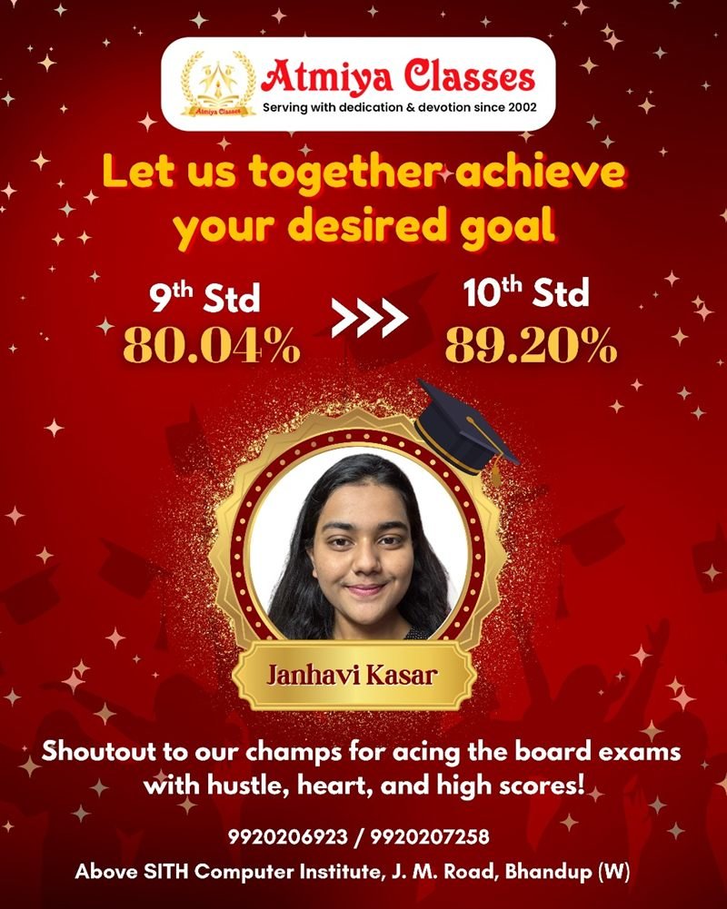 Janhavi Kasar — 80.04% in Standard 9 to 89.20% in the SSC board