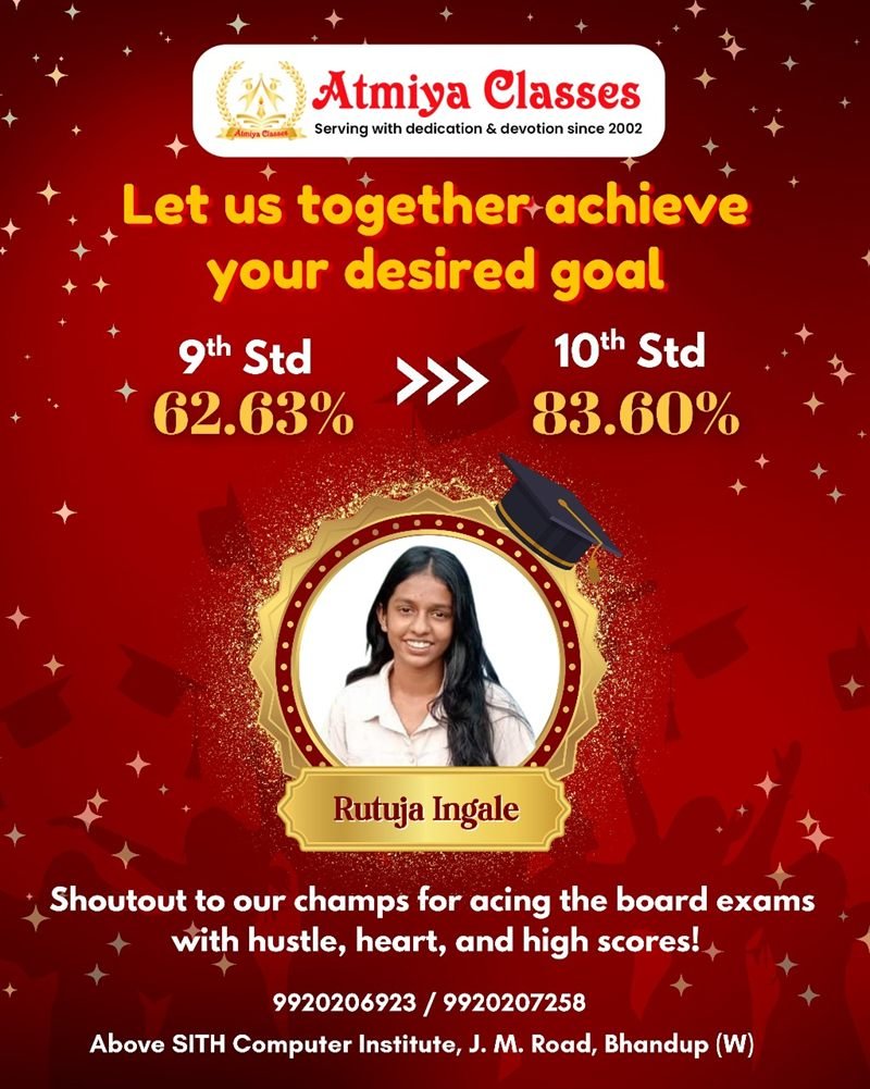 Rutuja Ingale — 62.63% in Standard 9 to 83.60% in the SSC board